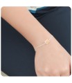 Pink Jade Square Silver Bracelet BRS-286